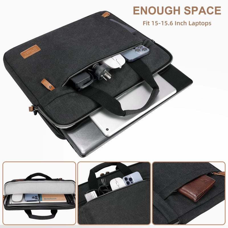 Estarer Laptop Bag 15.6 Inch, Laptop Case For Men Water-Resistant Canvas Computer Bag Fits Hp/Lenovo/Acer/Dell/Asus/Macbook, Dark Grey - Image 3
